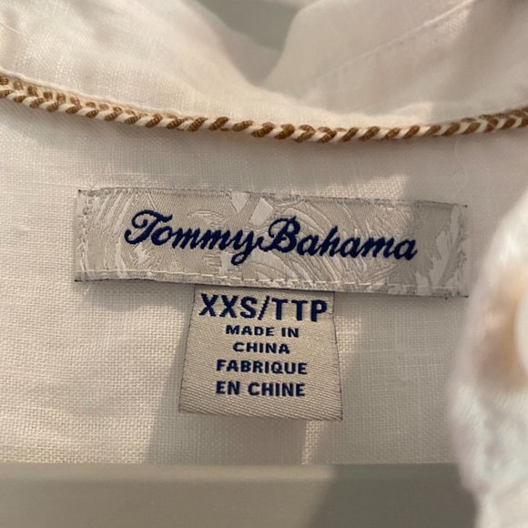 White linen short sleeve blouse from Tommy Bahama - Picture 2 of 3